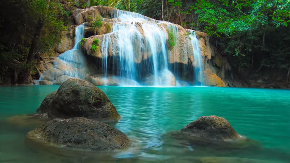 Small lake and waterfall to suggest relaxation