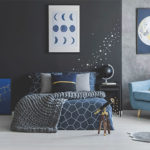 Starry sky on the wall as a deco sticker in bedroom
