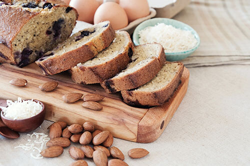 Keto foods like nuts or low-carb bread