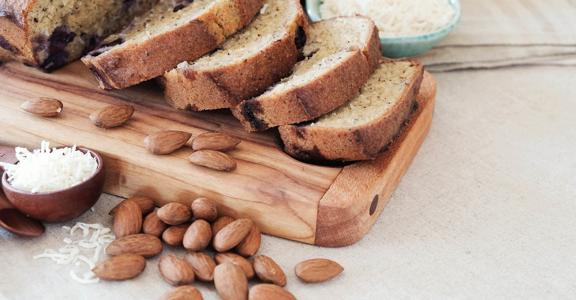Keto foods like nuts or low-carb bread