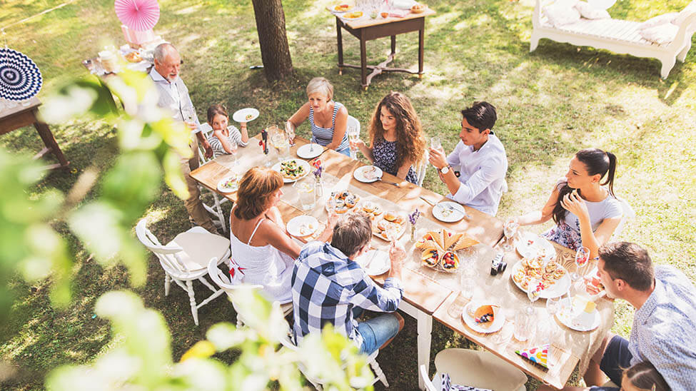 Big family at garden party