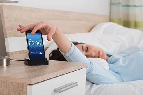 Alarm clock app wakes woman up in the morning