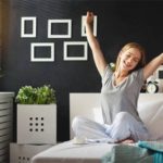 Woman sleeps better and wakes up happy
