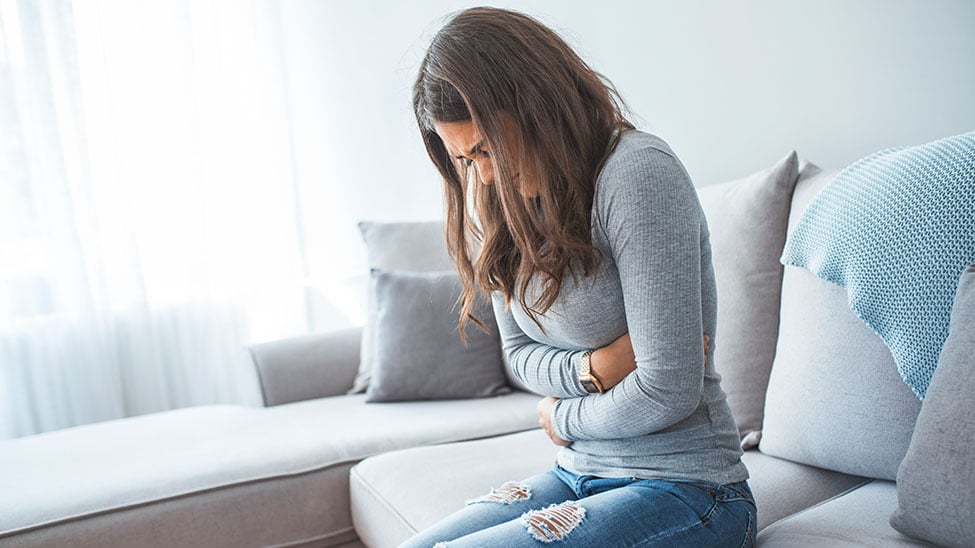 Woman with irritable bowel problem