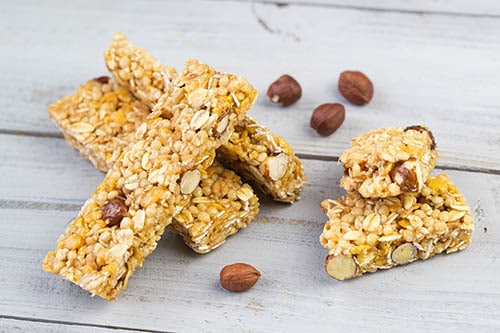 Healthy snacks with muesli and nuts