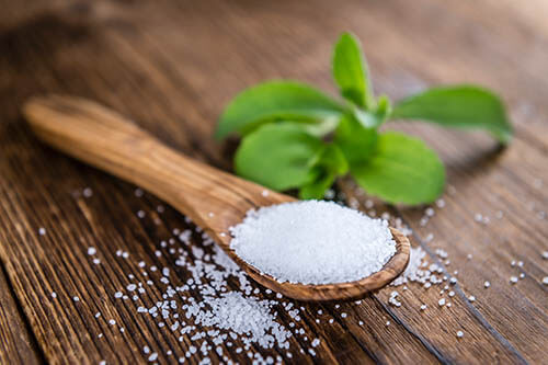 Löffel mit Stevia als Zuckerersatz