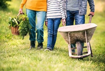 Familie plant Gartenumbau und die Finanzierung